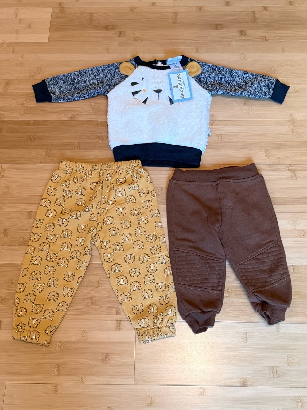 Kids Mustard Printed Joggers & Brown Knit Pants - 2-Pack - Picture 2 of 4